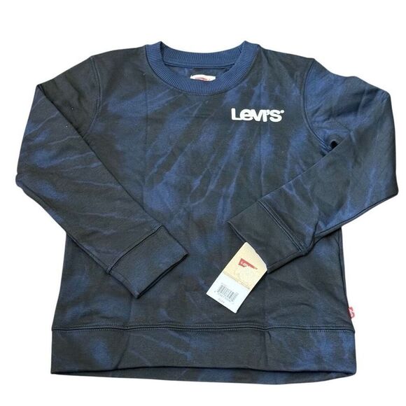 Levi's Little Boys Logo Crewneck Dark Blue Tie Dye Casual Sweatshirt Size 7 New - Picture 2 of 2